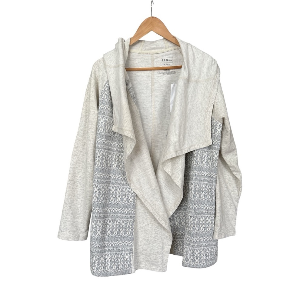 NWT L.L. Bean Fair Isle Open Front Hooded Cardigan - Women’s, XL Reg